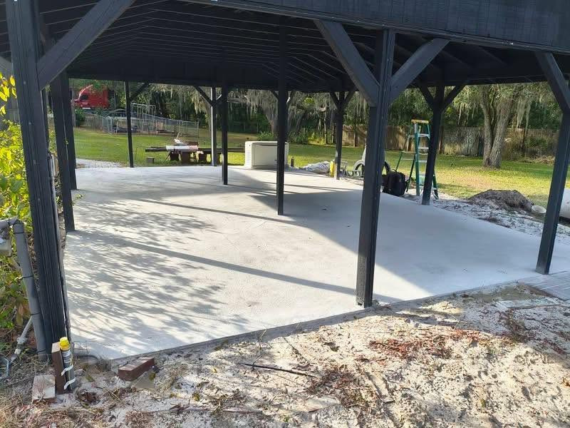 Wide view of a covered patio project surface